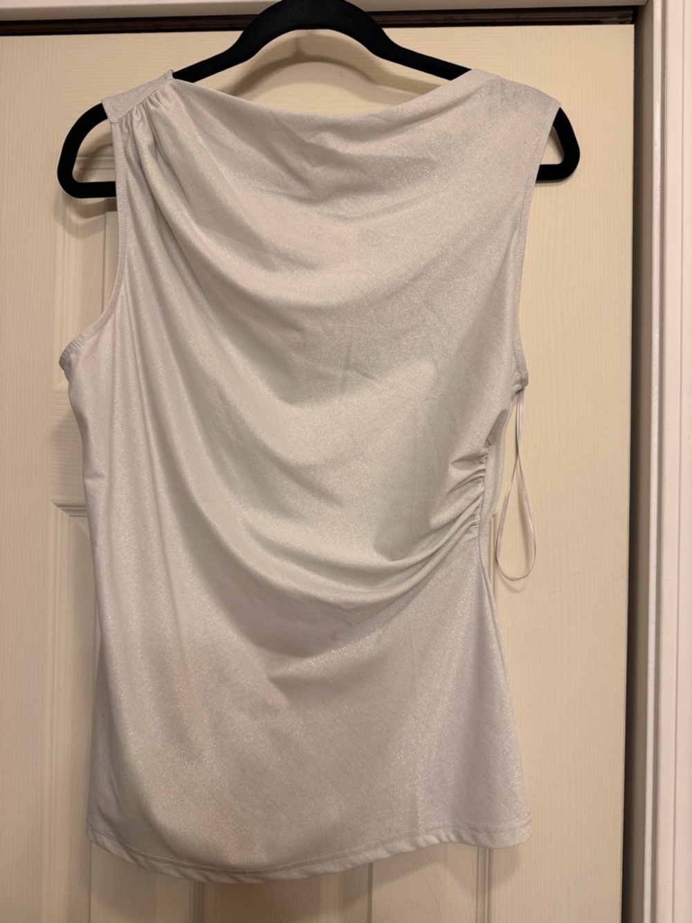 dolan Silver Shimmer Draped Sleeveless Top